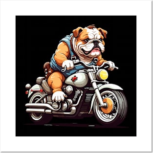 Bulldog Motorcycle Lover Design Posters and Art